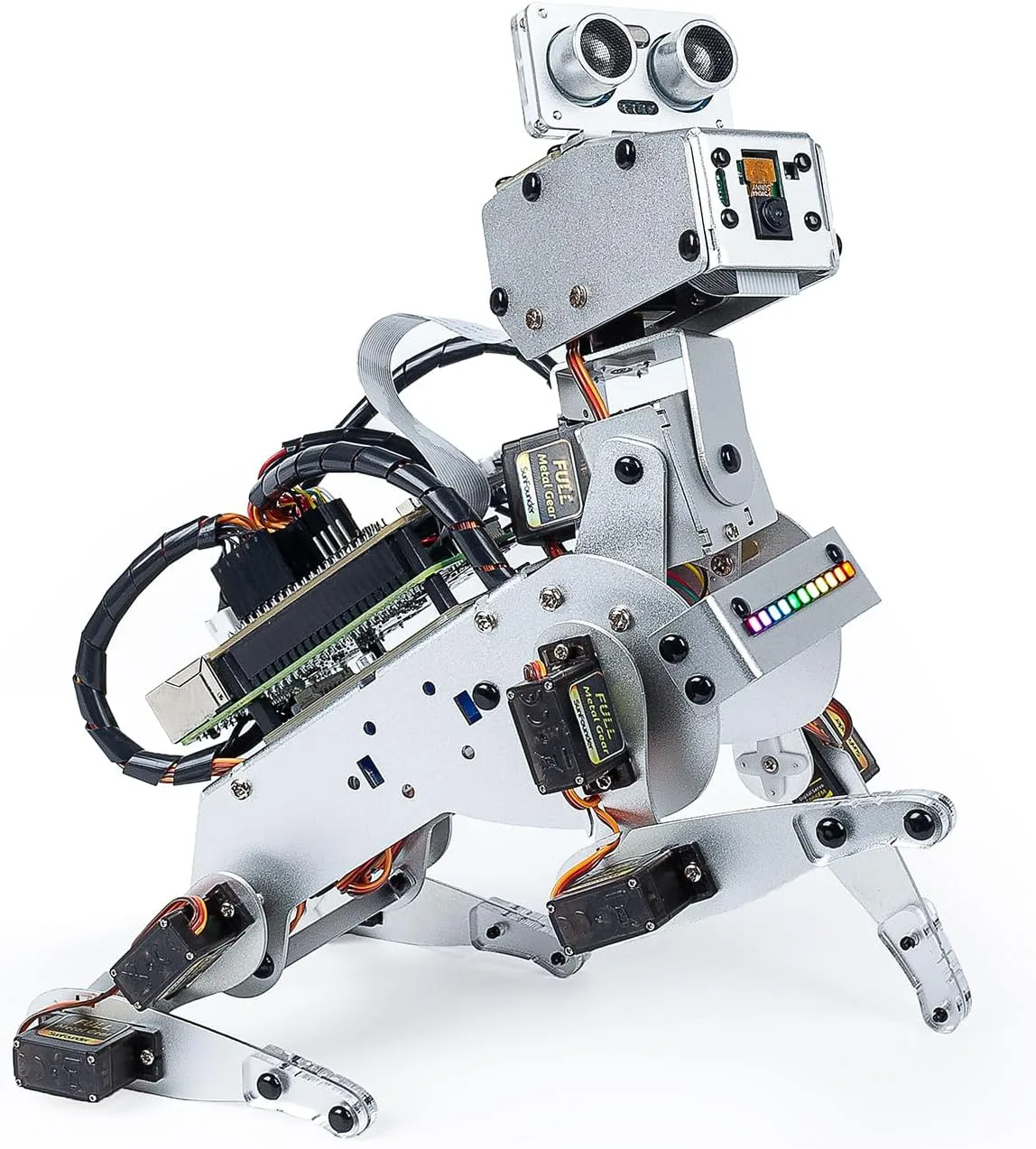 SunFounder PiDog Roboterhund-Bausatz für Raspberry Pi 4/3B+/3B/Zero W,Laufen,Selbstbalancieren,Ballverfolgung, Gesichtserkennung, Ultraschall, Kamera, Batterien enthalten (Raspberry Pi NICHT enthalten