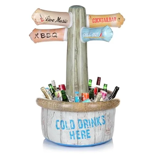 FunX Aufblasbarer Getränkekühler Wegweiser - Party und Festival Accessoire im Beach Look - Ideal für Gartenpartys, Sommerpartys und Poolpartys - 60 x 90 cm