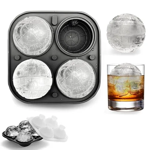 Silikon Eiswürfelform Todesstern Rund Star Wars Wiederverwendbar Eiswürfelformen Rund Eiswürfelform Kugel Silikon Set BPA-Frei, leicht zu lösen für Eis, Whiskey, Cocktail, Saft (5cm)