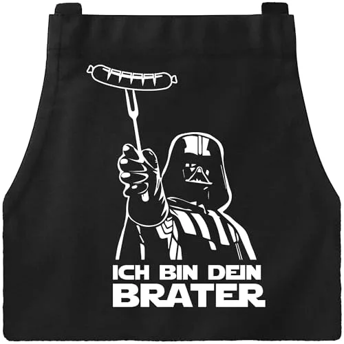 DXDXDXD Grillschürze für Männer Star Wars Schürze ICH BIN DEIN BRATER, mit 4 Taschen 95cm Große Kochschürze Herren Lustige Kochen Grillen Starwars Schürze Geschenk