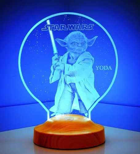 Geschenkelampe Star Wars Personalisierte Geschenke mit Gravur 3D Led Lampe Wunschtext Schlummerlicht Farbwechsel Dekor Lampe Yoda Stormtrooper (Yoda Standard)