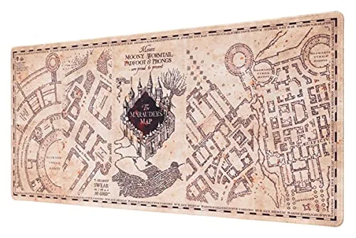 Grupo Erik Gaming Mauspad Harry Potter Fanartikel Geschenke - Karte des Rumtreibers Mousepad XXL 80 x 35 cm Mauspad Gaming - rutschfeste Unterseite, Wasserabweisend und verstärkte Kanten