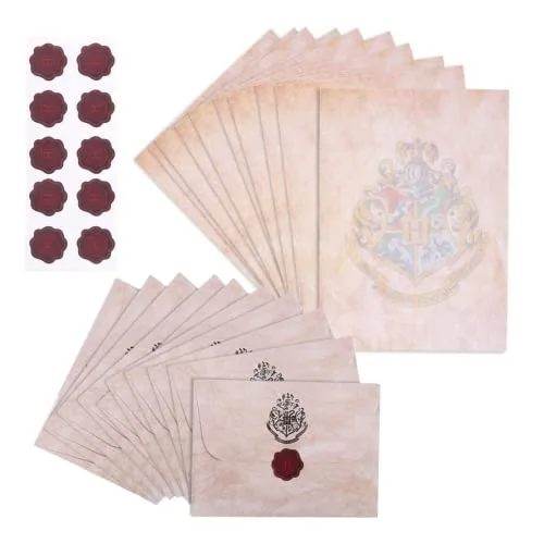 Harry Potter Schreibset, Enthält Briefmarken, Umschläge und A4-Papier, Hogwarts Briefpapier Set, Geschenk für Kinder und Jugendliche