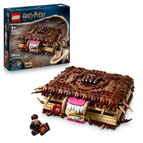 LEGO Harry Potter Beißendes Monsterbuch der Monster – Interaktives Spielzeug mit Rückziehmotor und beißendem Mund – mit Neville Longbottom Mini-Figur – Geschenk für Kinder, Harry Potter Fans – 76449