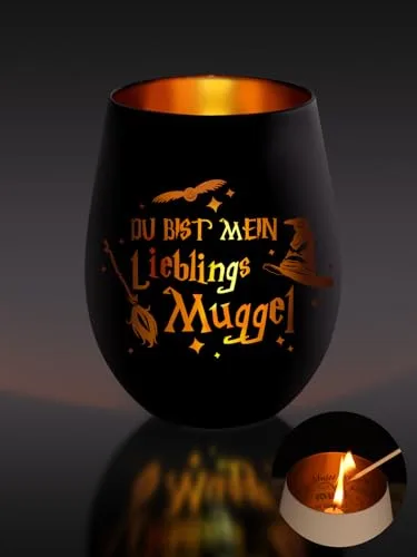 Windlicht Glas mit Gravur Harry Geschenke für Frauen, Personalisierte Lustige Potter Windlichter, Lieblings Muggel Teelichthalter, Windlicht Glas Geburtstagsgeschenk Freundin