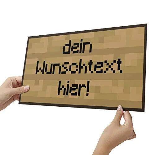 Elbeffekt Holzschild personalisierbares Geschenk für Jungen - Bilder Kinderzimmer Jungen Bild Pixel Art - schenke individuell aus Echtholz