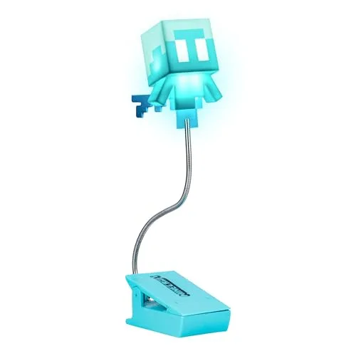Minecraft Paladone Allay Buchleuchte zum Anklemmen, offiziell lizenziertes Leselicht, Clip-Lampen-Design mit flexiblem Kabel, mit Allay-Mob-förmigem Kopf, 3 Lichtmodi, batteriebetrieben