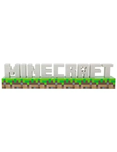 Minecraft Logo Leuchte - Offiziell lizenziertes Merchandise, 2 Lichtmodi, Batterie- oder USB-betrieben, Schlafzimmer- oder Gaming-Raum-Deko