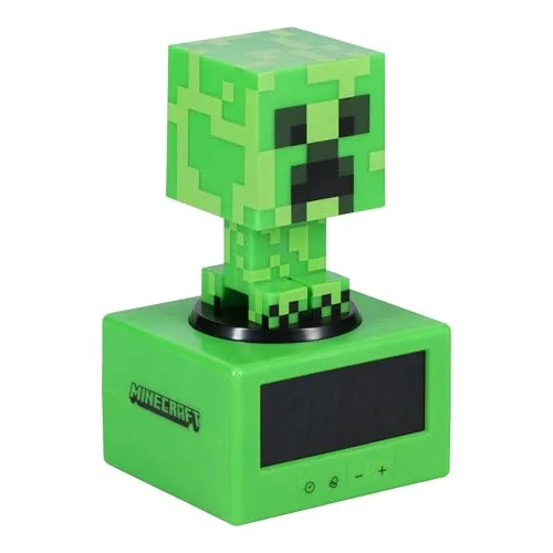 Minecraft Creeper Wecker - Offiziell Lizenziertes Icon Musik & Nachtlicht für Kinder und Jugendliche, Gaming-Zimmer Zubehör, Gamer Enthusiasten Novitätengeschenk