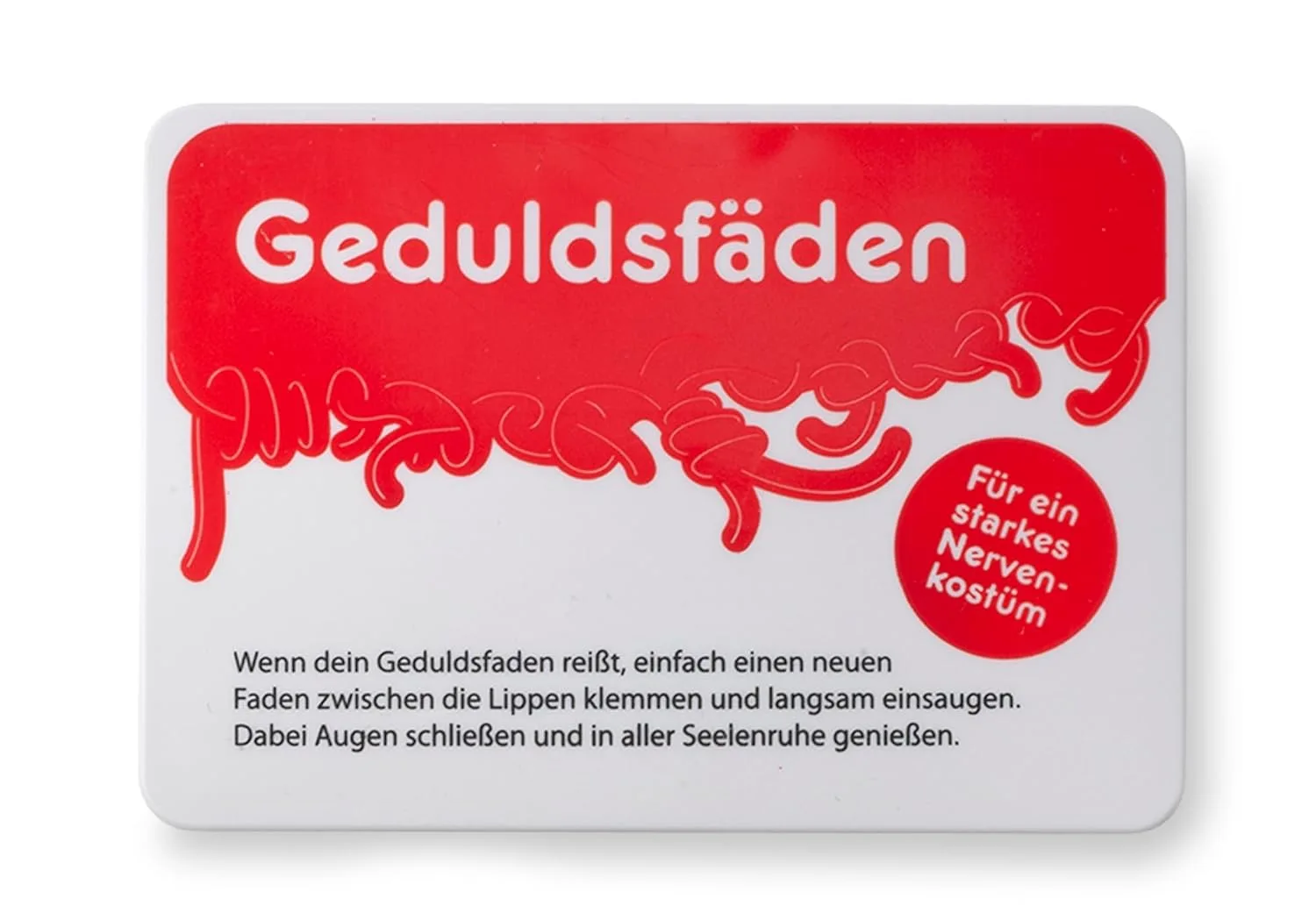 Geduldsfäden, Fruchtgummischnüre mit Erdbeergeschmack aus der Schiebeschachtel, 1er Pack (24g), von Liebeskummerpillen