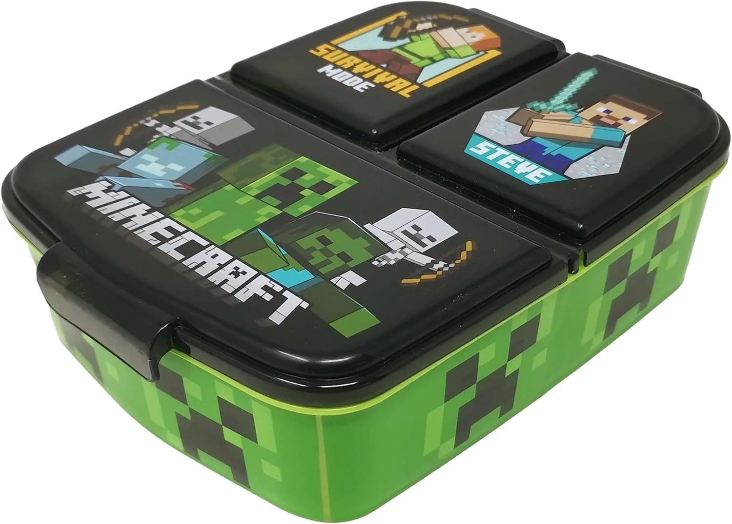 Theonoi Kinder Brotdose Lunchbox Sandwichbox - Lunchbox mit Fächern - Brotbox mit Unterteilung - BPA frei (Minecraft)