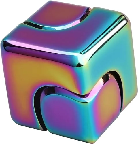 Infinity Fidget Cube, 2-in-1-Fidget-Spinner-Spielzeug aus Metall für Kinder und Erwachsene, transformierbarer Anti-Angst-Würfel-Fidget-Block, EDC-Büro-Schreibtisch-Gadget