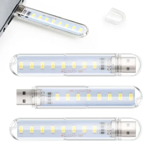 OSALADI 3 Stück Mini USB LED LED-Lampe Lesung Weißes Licht Tragbare USB-Laptop für Laptop-Tastatur Power Bank Tragbare Nachtlicht