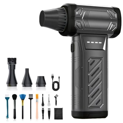 Druckluft Staubgebläse,Electric Air Duster,Super Power Staubgebläse mit 8000 mAh Akku,Mini Gebläse für Tastatur,PC und Auto (Grau-Schwarz)