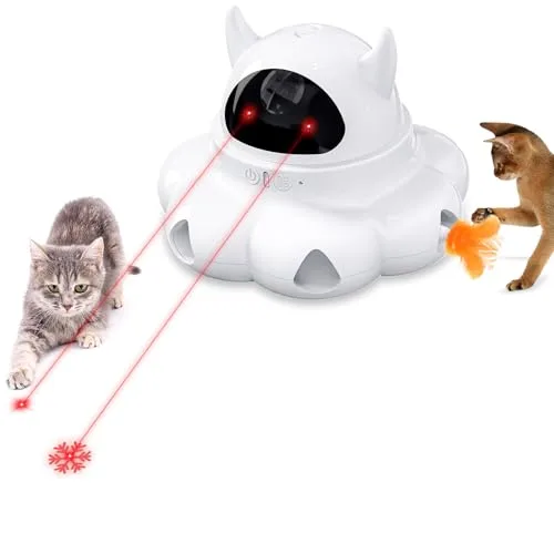 Spessn Interaktives Katzenspielzeug, 2-in-1 Elektrisches Katzenspielzeug, Spielzeug für Katzen USB Aufladbar für Intelligenzspielzeug Kätzchen/Hunde, Geeignet für Katzen jeden Alters