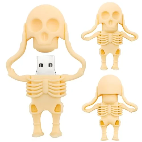 BORLTER CLAMP 128 GB USB-Flash-Laufwerk Cartoon Skelett-Form Memory Stick Neuheit Pen Drive Cooles USB-Laufwerk Erstaunliche Geschenke, gelb