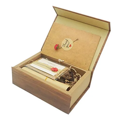 Desuerte Walnussholz USB-Stick 16 GB mit Holzmaserungstextur-Papierbox für Hochzeit, Geburtstag, Abschluss, Weihnachten.