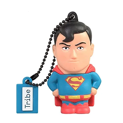 Tribe Warner Bros DC Comics Superman USB Stick 16GB Speicherstick 2.0 High Speed Pendrive Memory Stick Flash Drive, Lustige Geschenke 3D Figur, USB Gadget aus Hart-PVC mit Schlüsselanhänger – Mehrfarbig