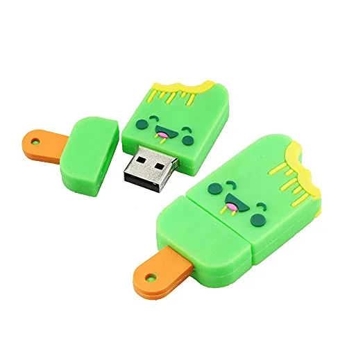 32GB Eiscreme Form USB 2.0 Flash Laufwerk PenDrive U Festplatte Memory Stick Externer Speicherstift USB Flash Laufwerk Thumb Laufwerk USB Laufwerk Flash Speicher mit Kette (Grün)
