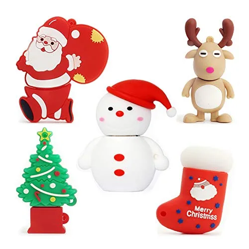 LEIZHAN USB-Stick 5 Stück 16GB Speicherstick mit Niedlichen Weihnachtsserie Geschenk für Studenten und Kinder
