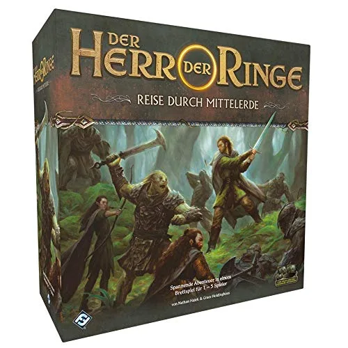 Fantasy Flight Games, Der Herr der Ringe: Reise durch Mittelerde, Grundspiel, Expertenspiel, Dungeon Crawler, 1-5 Spieler, Ab 14+ Jahren, 60+ Minuten, Deutsch, Mehrfarbig. Bunt
