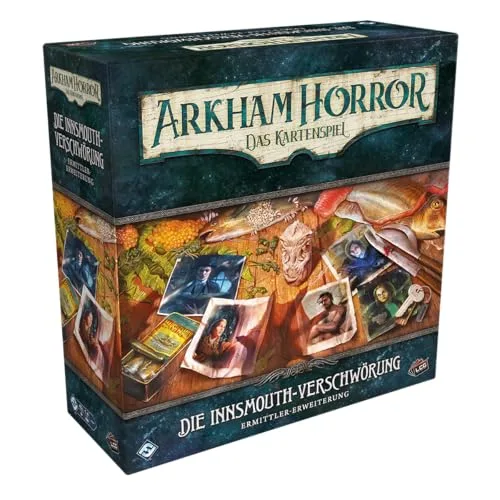 Fantasy Flight Games, Arkham Horror: LCG – Die Innsmouth-Verschwörung, Ermittler-Erweiterung, Expertenspiel, 1-4 Spieler, ab 14+ Jahren, 45 Minuten je Spieler, Deutsch