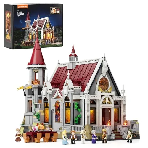 Lumibricks Mittelalter Castle Banquet Hall Bauset mit LED-Beleuchtung – 3232 Teile Große Burg mit Hochzeitsfest, 7 Minifiguren, Voll Bedruckte Steine – Sammlermodell für Erwachsene & Mittelalterfans