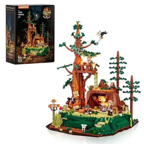 Lumibricks Sequoia Banditenlager mit LED-Lichtern – 1183 Teile Western-BAU-Set, Redwood-Versteck mit Fallen & Banditenfiguren, Sammlermodell für Erwachsene & Teenager, Geschenkidee