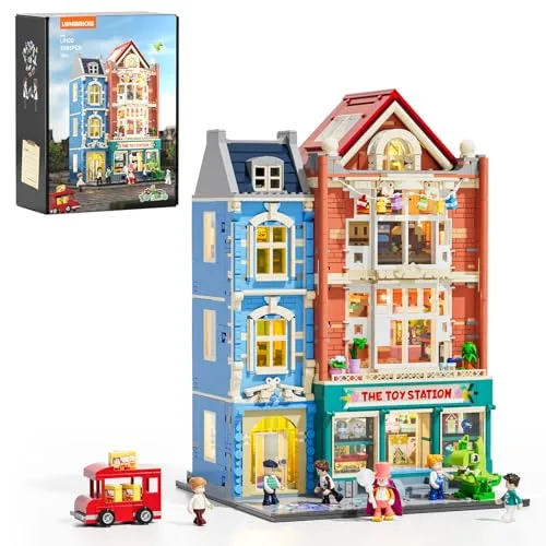 Lumibricks Stadtleben Spielzeugladen Beleuchtung Klemmbausteine Haus, 3086Pcs Modular Building, 2-in-1 Bauhaus & Puppenhaus, Geschenkidee für Jugendliche & Erwachsene Spielzeugfans, L9100