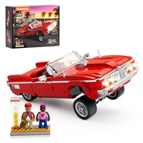Lumibricks Straßenfusion Sammelbarer Lowrider – Big Red,Modellbausatz mit Licht, 969PCS,Inspiriert vom 1964er Chevy Impala – eine Hommage an die Goldene Ära der Lowrider-Kultur,L9093