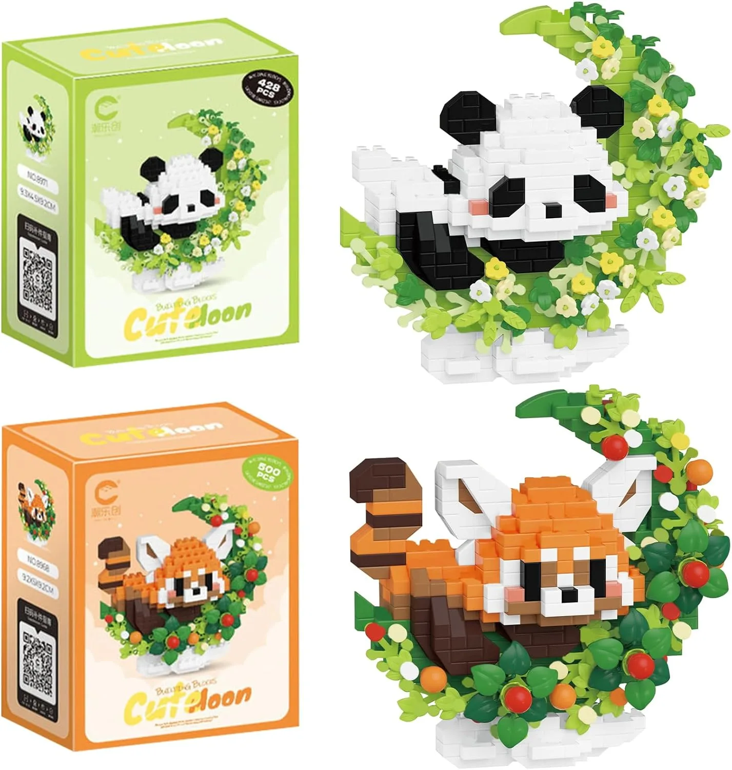 ARONRAVE Panda Bausteine Set Panda Klemmbausteine Mini Bausteine Set Panda Tier Building Block Set Panda Geschenke für Erwachsene Kinder