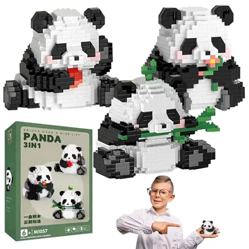 ARONRAVE 3 In1 Panda Bausteine Set Mini Bausteine Panda Klemmbausteine PandaBausteine Set Tiere Figuren Klemmbausteine PandaGeschenke für Kinder ab 8+ Jahren