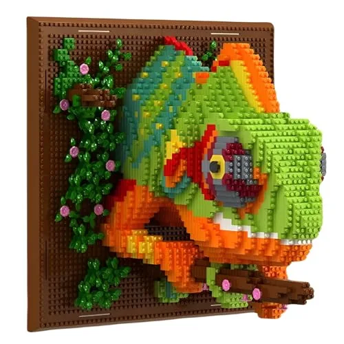 Fuleying Chamäleon Bausteine Bausatz, Wandkunst Tiere Baukasten, Micro Mini Klemmbausteine für das Heimbüro, Kreatives Geschenk für Erwachsene Kinder ab 8 Jahren (2688PCS)