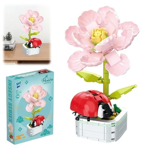ARONRAVE Blumen Bausteine Set, Blumenstrauß mit Blumensockel Klemmbausteine Blumen Bauspielzeugsets Bausteine Blu-me Ziegel botanische Sammlung, BAUS-Teine, Spielzeug, Heimdekoration