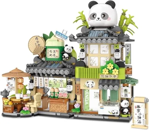 Panda Haus Mini Bausteine, MOC Creative China Toys Friends mädchen 6-12 Model Set, 860 PCS Klemmbausteine Haus Toy Gift (Nicht Kompatibel Mit Lego China Panda Haus)