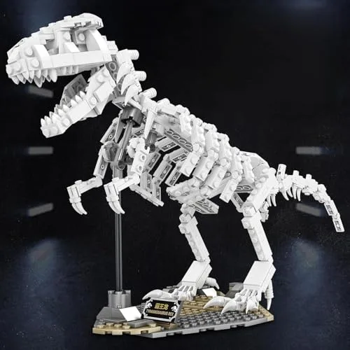 Jurassic Dinosaurier Skelett Baustein Set, kreatives T-Rex Luminous Bauspielzeug für Erwachsene, leuchtet im Dunkeln, Weihnachts-, Halloween- und Neujahrsgeschenk für Kinder von 8–14+ (435 Teile)