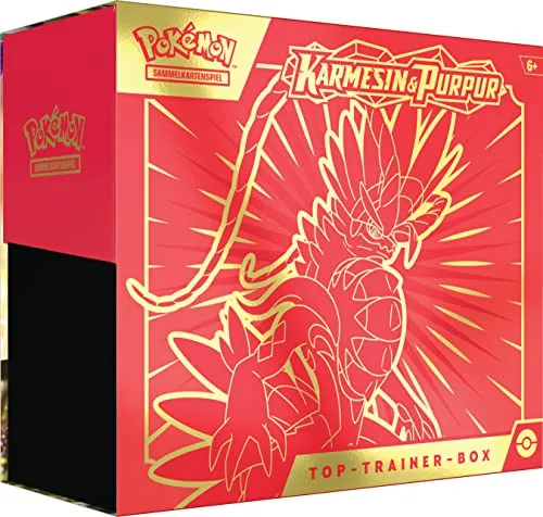 Pokémon-Sammelkartenspiel: Top-Trainer-Box Karmesin & Purpur (Koraidon) (9 Boosterpacks & Premium-Zubehör)