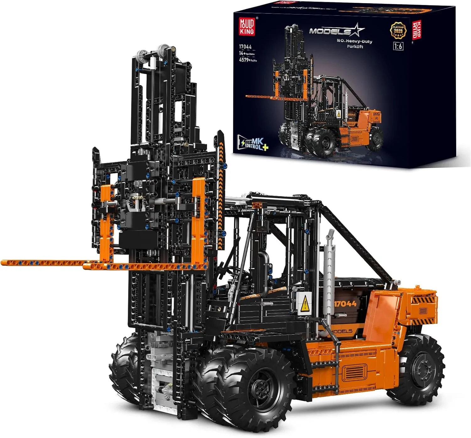 Mould King 17044 Technik Schwerer Gabelstapler Bausteine Modell, 4579 Teile 1:6 Ferngesteuert Gabelstapler Klemmbausteine Bausatz mit Motor, 14 Jahre und älter