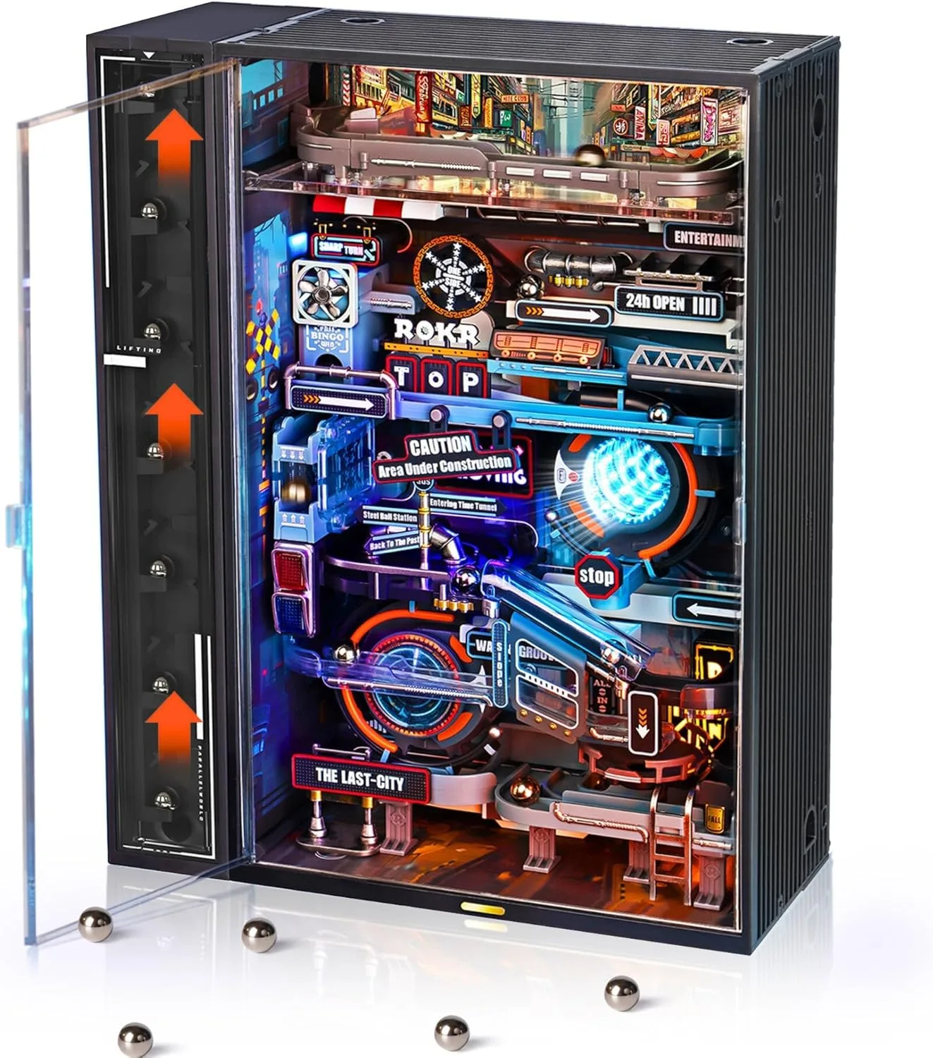 ROKR Kugelbahn Last City 3D Puzzle Erwachsene Modell Gaming Deko Setup Erweiterungsfähige Kits Cyberpunk Geschenkidee für Männer-Parallel World MR01S