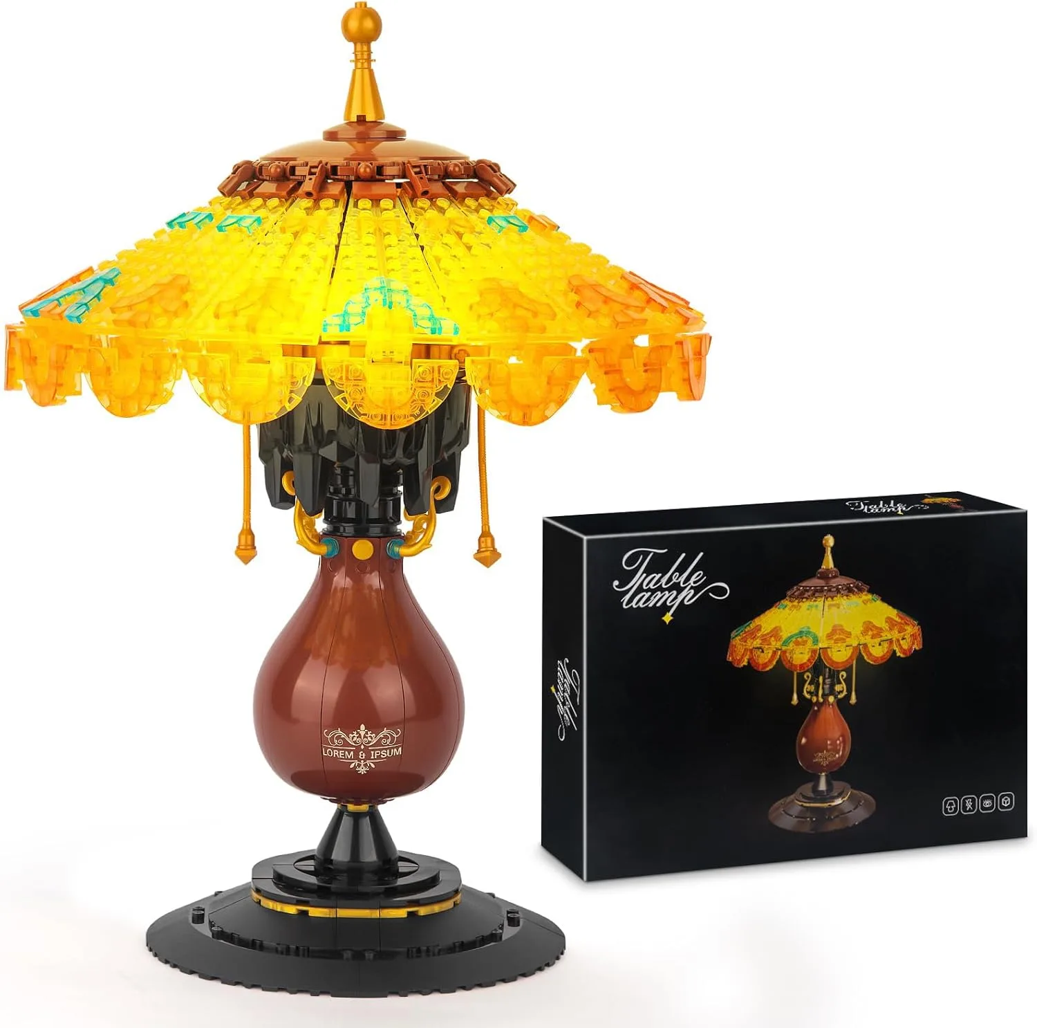 HIGH GODO Vintage Tischlampe Klemmbausteine Set,804 Teile Retro Mini Bausteine Spielzeug Mit Led,Klassisches Schreibtischdeko Lampe Modell Bausatz Creative Deko Geschenk für Erwachsene und Jugendliche