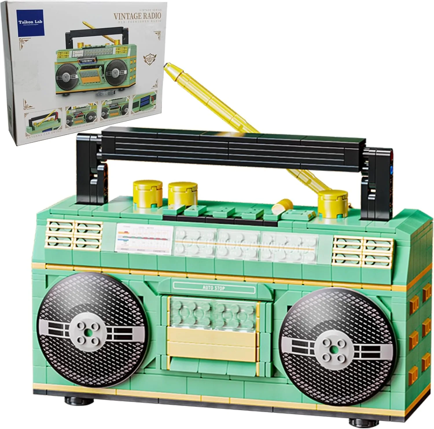 TAIKONLAB Vintage Radio Bauklotz Spielzeugset, kreatives Retro Radio MOC-Modellbausatz Klemmbausteine, Wohnkulturgeschenk für Kinder und Erwachsene (781+ Teile)