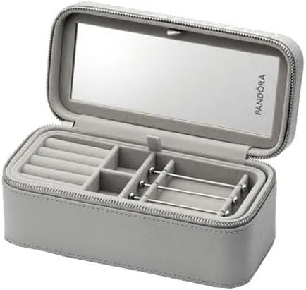 Pandora Kleine graue Schmuckbox aus Textil und Kunstfasern hergestellt, Maße: 20 x 8,5 x 10,1 cm, A012