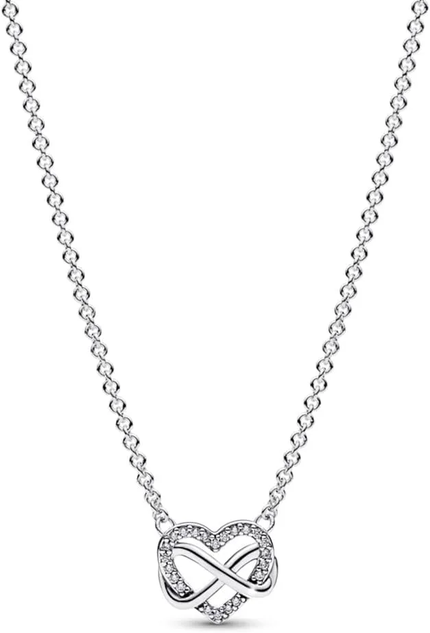 Pandora Moments Halskette Ewigkeitsherz, 14-karätig vergoldet, mit klarem Cubic Zirkonia