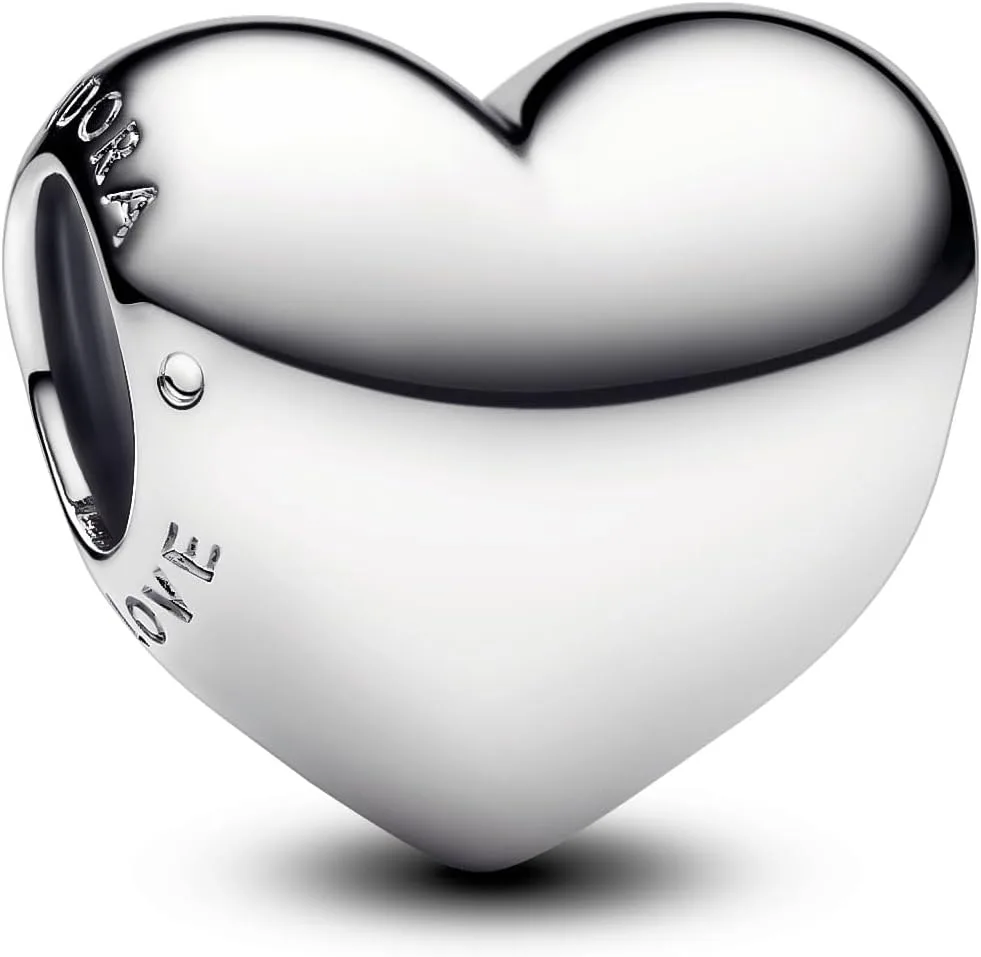 PANDORA Moments Be Love Gravierbares Herz Charm aus Sterling Silber, Kompatibel Moments Armbänder, 793439C00