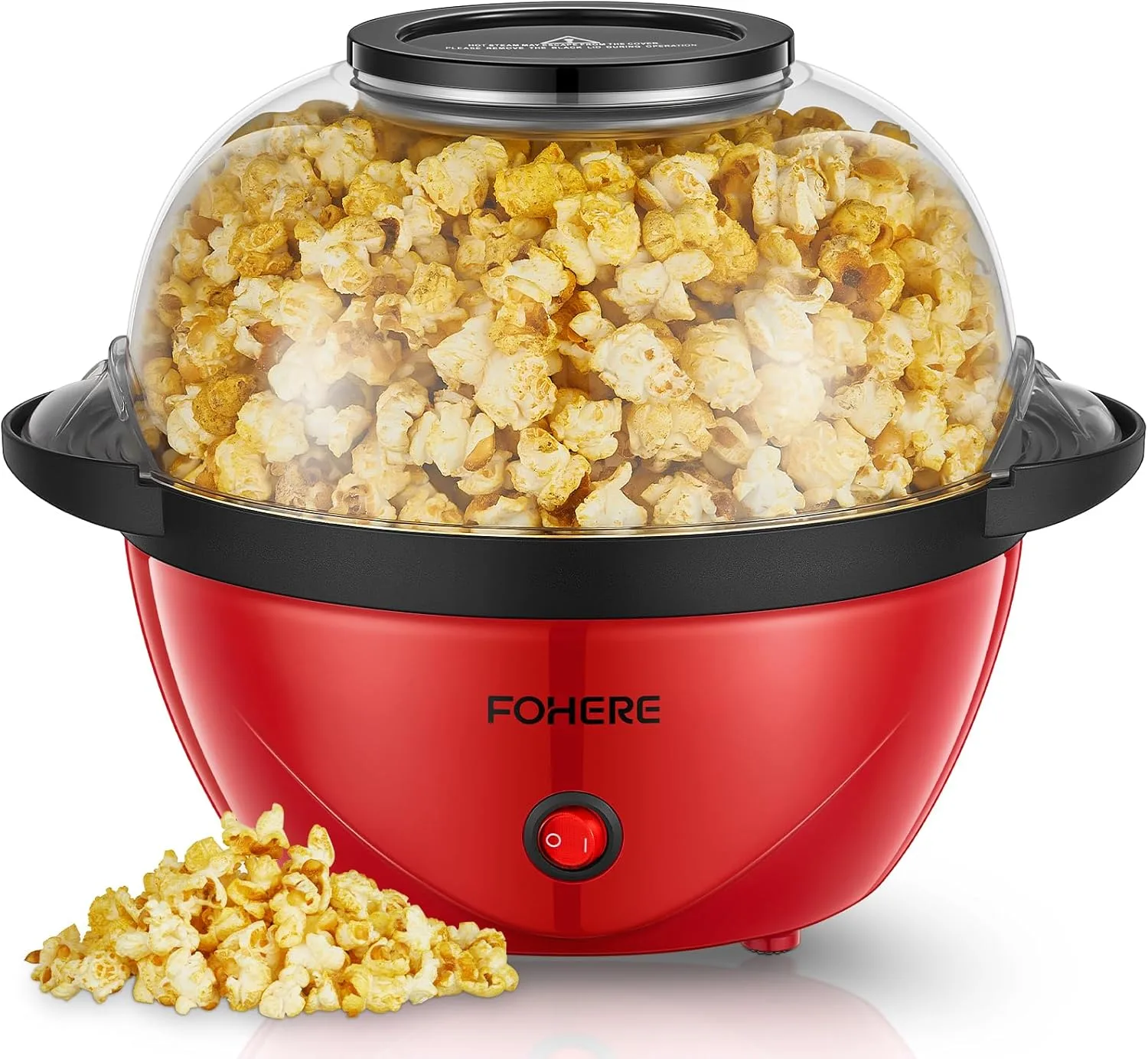 FOHERE Popcornmaschine, 3.5L Popcorn Maker für Zuhause, Elektrische Rühr Popcorn Popper mit Zucker & Öl, Antihaftbeschichtung, Stille und Schnelle, Für Filmabende,Heiligabend