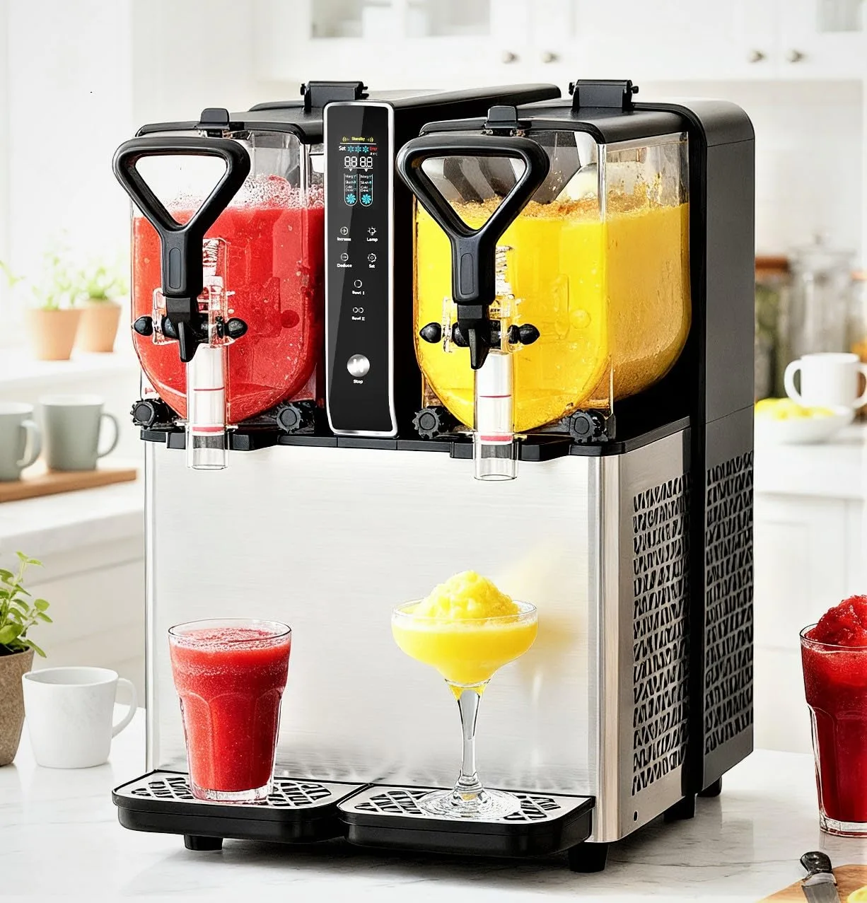 GSE Slush Maschine Zuhause 6L Margarita-Maschine selbstkühlend Slush Eismaschine Smoothies LCD Flüssigkristallanzeige Frozen Drink Maker Cocktail Maschine Slushie Für Party Geburtstag Zuhause Küche