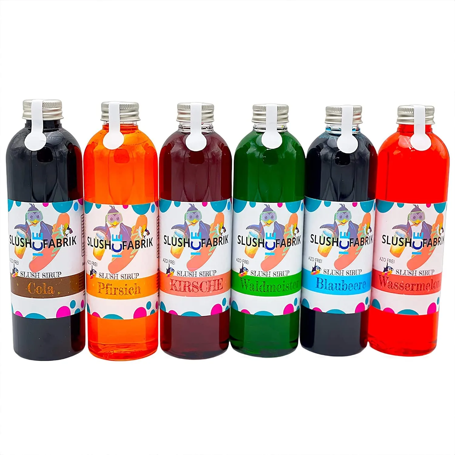 Sirup Partyset 6 x 250ml für Slush, Getränke AZO und Glycerin Frei | Slushy Eis selber machen | Slushmaschine Konzentrat 1:5, Perfekt für Ninja Slushy Maschine