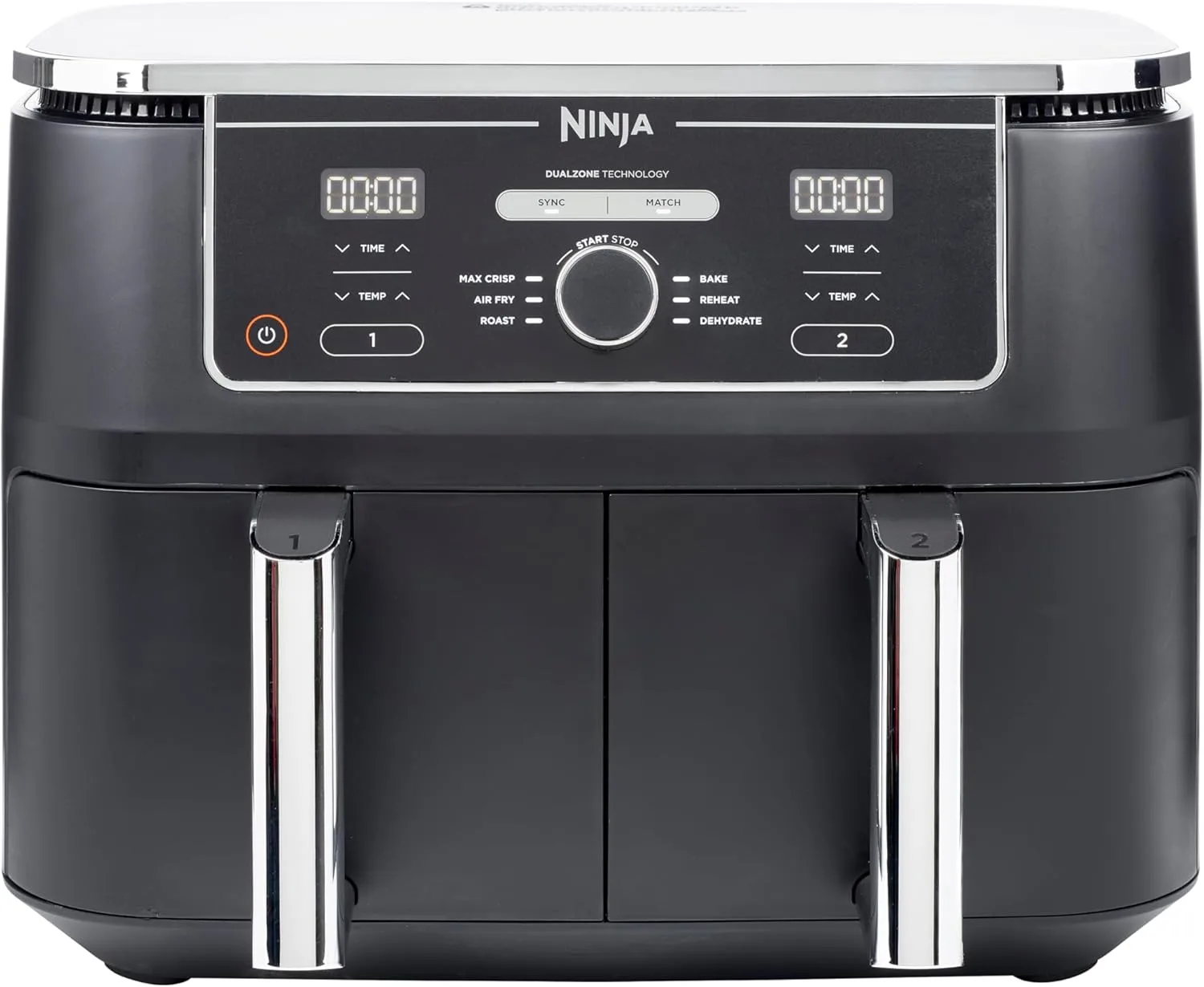Ninja Foodi MAX Dual Zone Heißluftfritteuse [AF400EU] ‎2470 W, 9,5 l Fassungsvermögen, 2 Fächer, 6 Funktionen, Kupfer, Schwarz