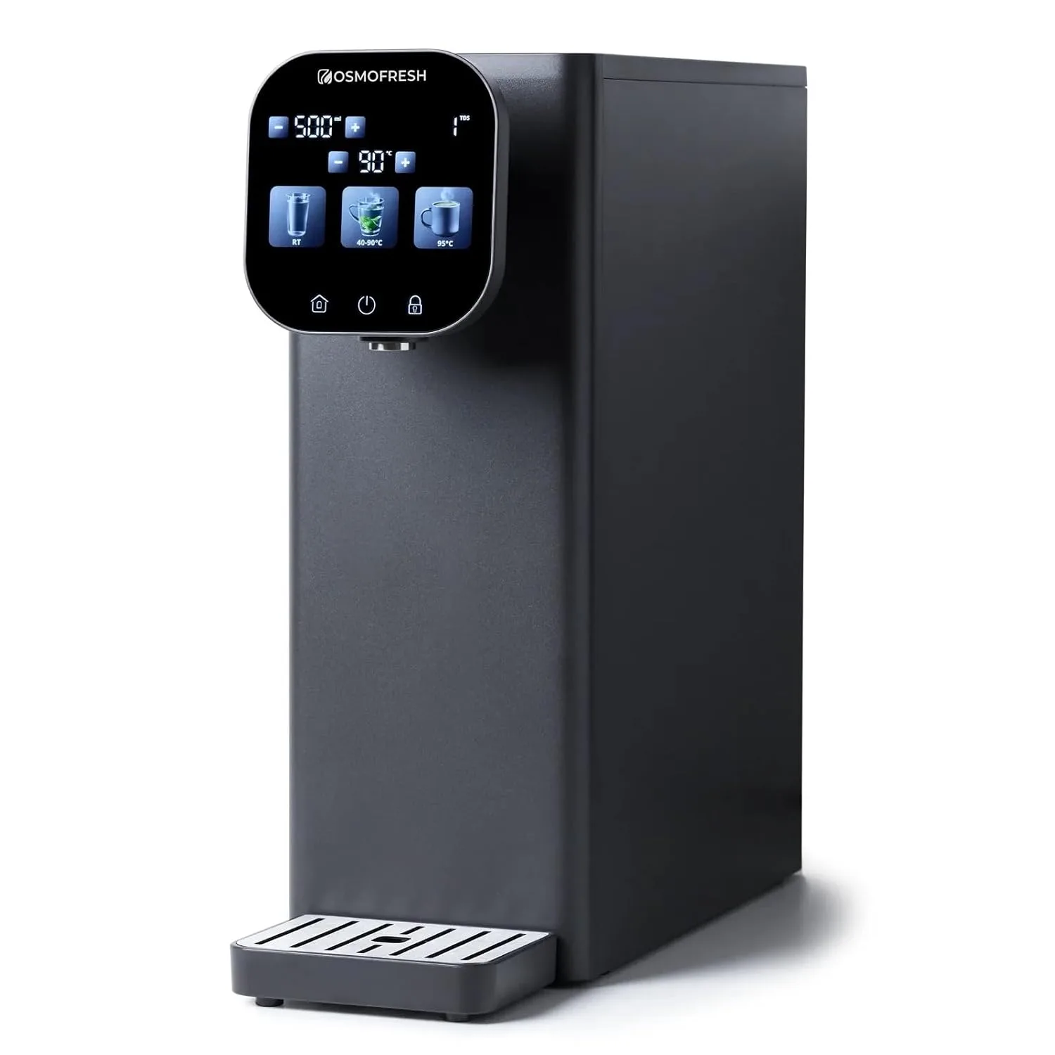 OsmoFresh Fusion Stream Auftisch Osmoseanlage | mit Leitungsanschluss | Heißwasserspender | 3-Fach UV-C LED | 13,3 cm breit | Abwasserverhältnis 2:1 | Nachfolger Quella Pro