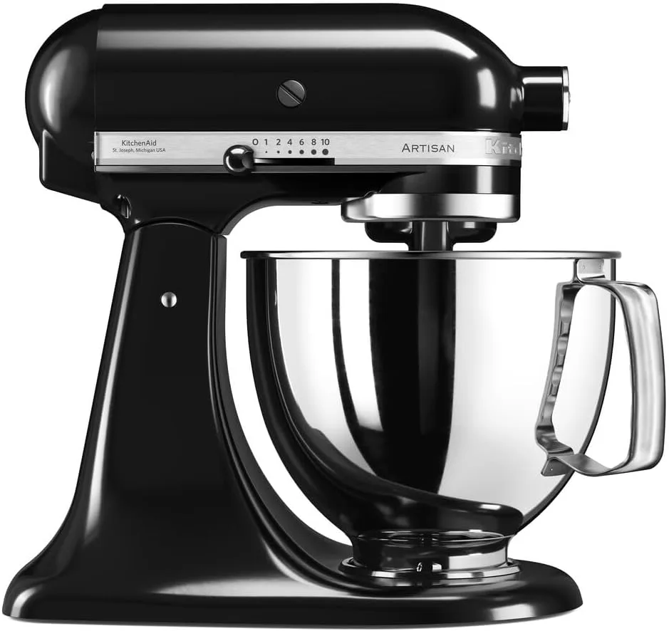 KitchenAid Küchenmaschine - Artisan - Kippbarem Food Processor - Teigknetmaschine mit 3 Zubehör und Schüssel aus Edelstahl - 4.8 L - Onyx schwarz